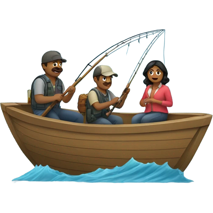 Hispanic fishing on a boat emoji