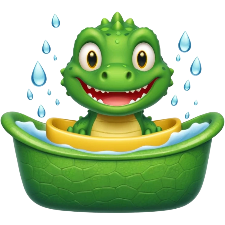 Cute crocodile is showing in the bath tub like game Where's my water emoji