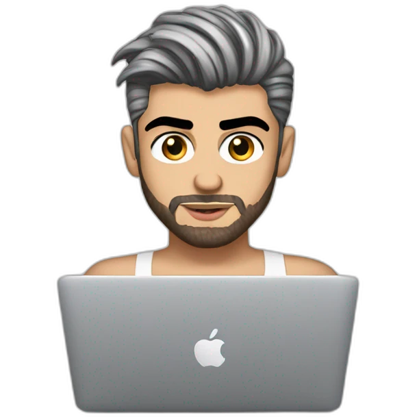 zayn malik in nuisette with macbook working emoji