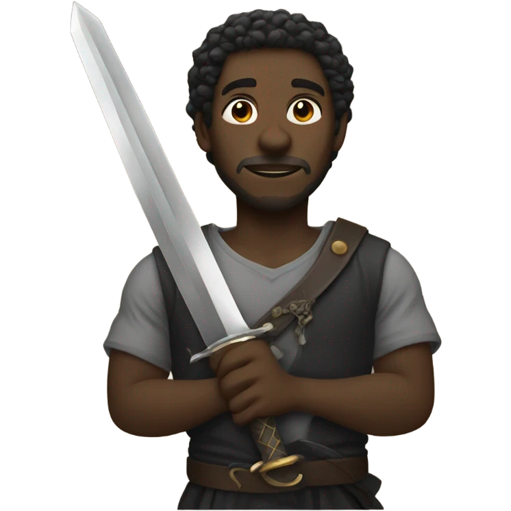 black guy with sword emoji
