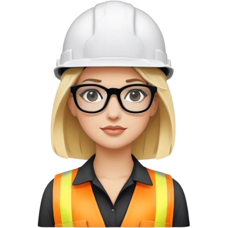 Blonde woman with black glasses with construction helmet emoji