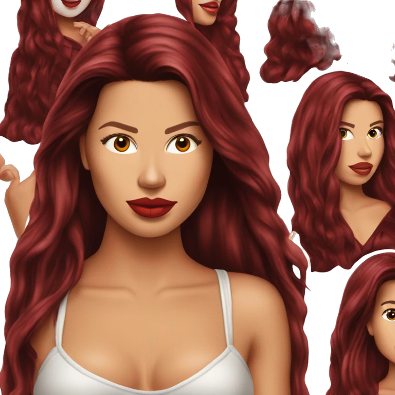Adriana lima in 90s long dark red hair emoji
