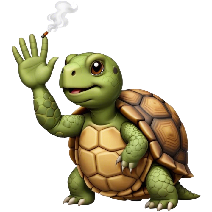 Tortue qui fume et qui fait un coucou emoji