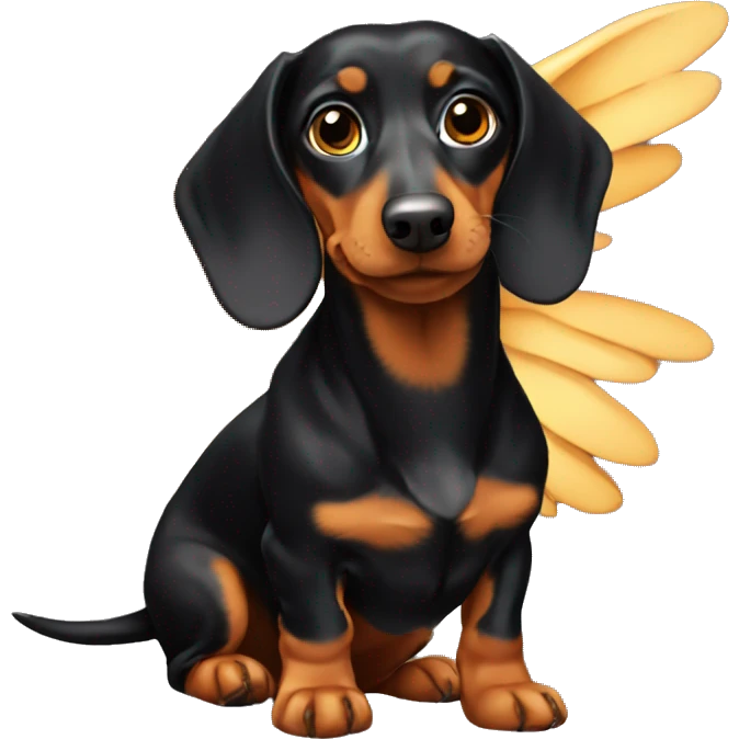 Black and tan dachshund with wings emoji