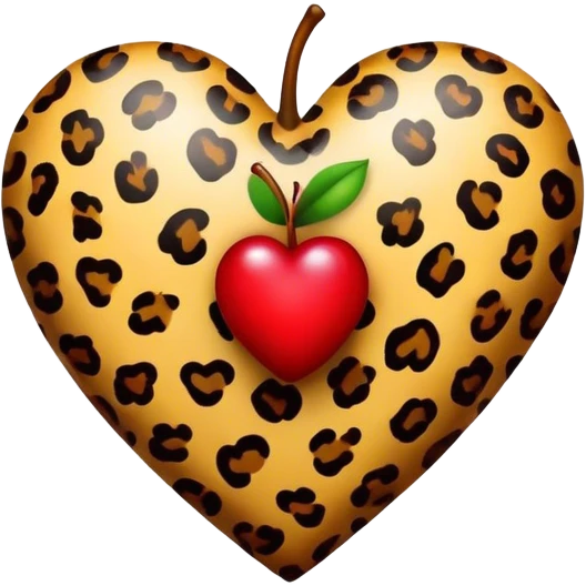 leopard print heart with cherry emoji