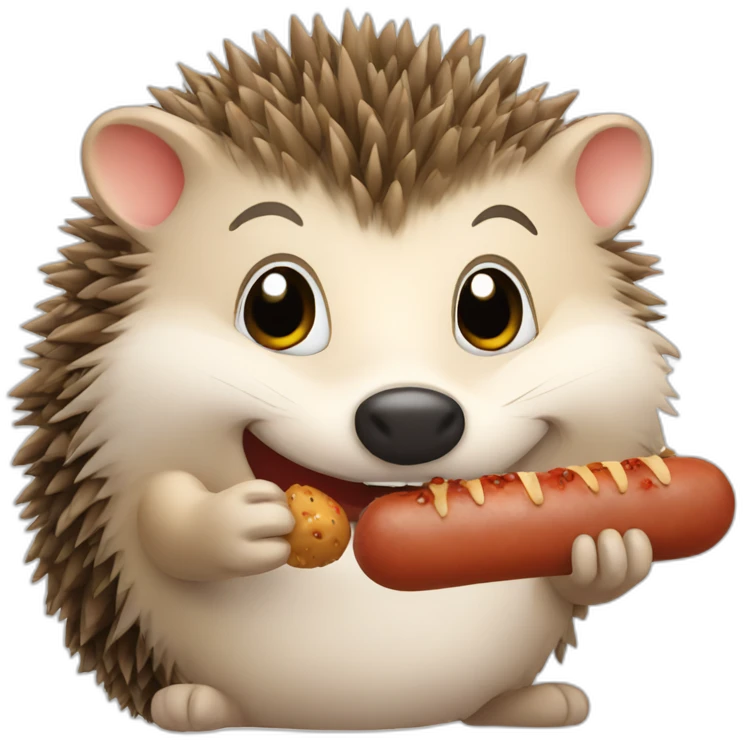 Hedgehog eating sausage emoji