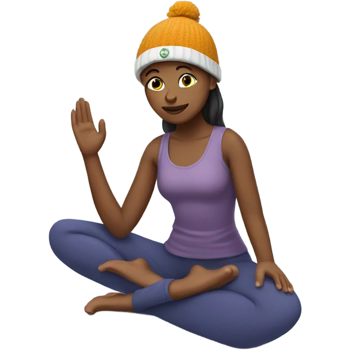 Yoga student with a beanie emoji