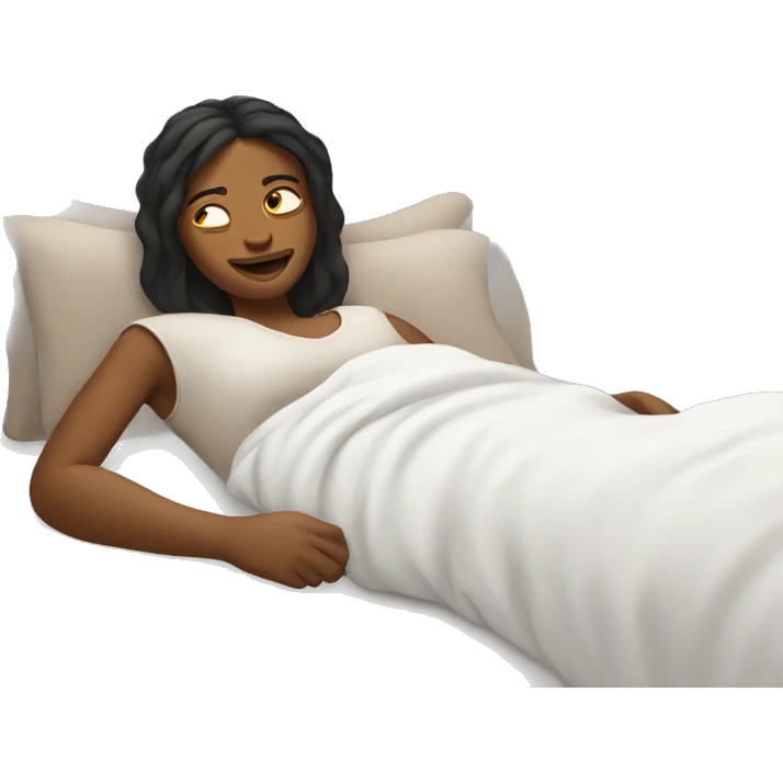 Woman laying in bed emoji
