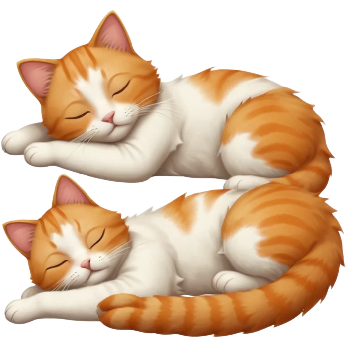 ginger and white small cat eyes closed lying down upside down with paws stretched out in different directions emoji