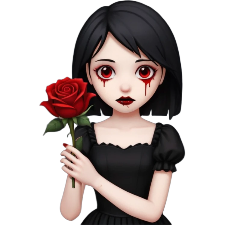 Bloody black rose emo girl emoji