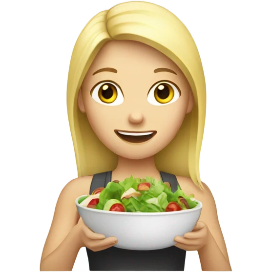 Blond girl eating salad  emoji
