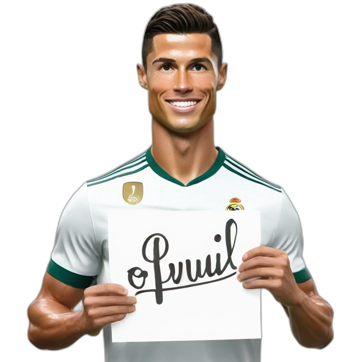 Cristiano Ronaldo holding a sign with Abdul Latif written on it emoji