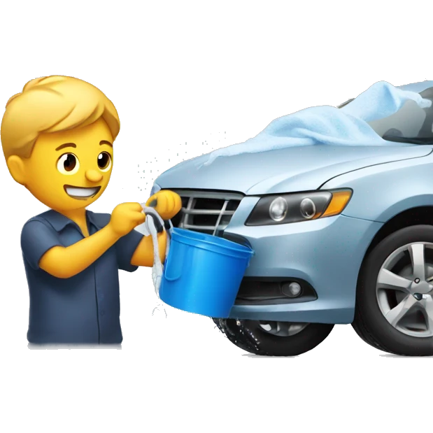 man washing a car with a bucket emoji