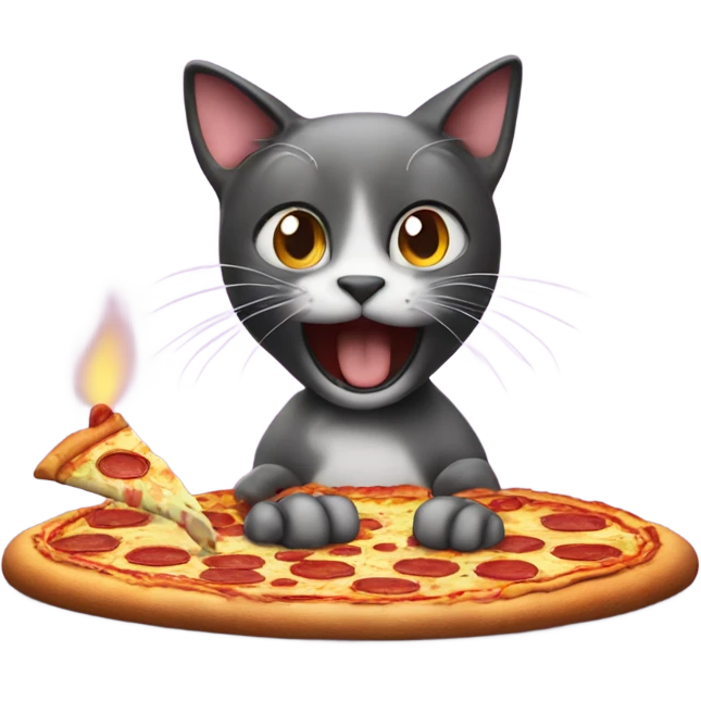 Cat easting pizza on birthday cake  emoji