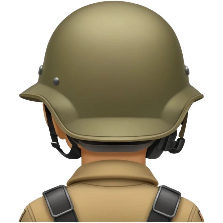 back view of soldier's head wearing military helmet emoji