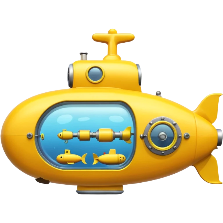 A bright yellow submarine with round windows and a tiny periscope.














 emoji