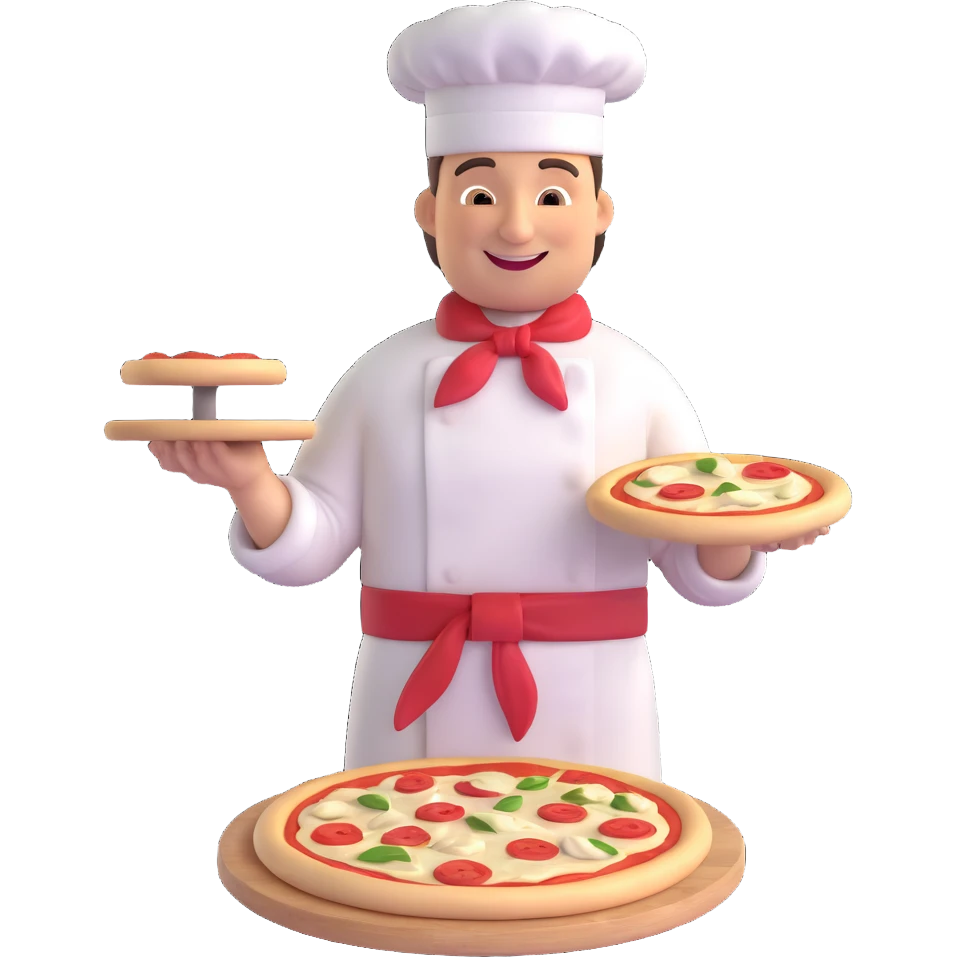 smiling Italian chef spinning pizza dough emoji