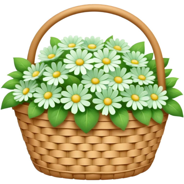 Cycle basket full of white and green pastel flowers emoji
