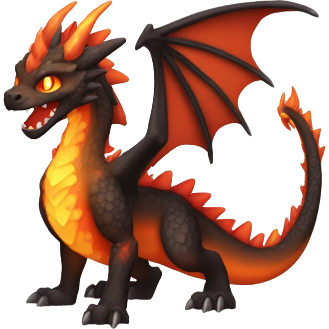  Legendary Cool Brown-Black-Red-Orange-gradient Magma-Lava-Volcano-Dragon-Fakemon full body emoji