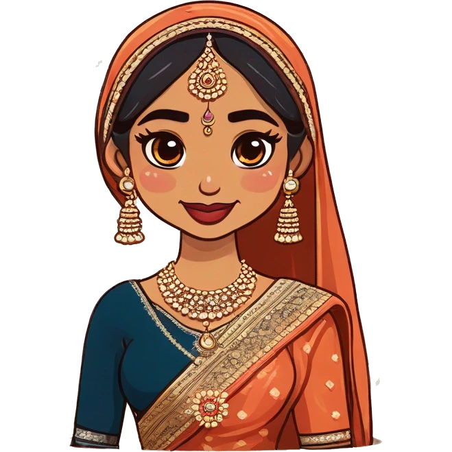 Wedding bride in indian lehenga face color cream emoji