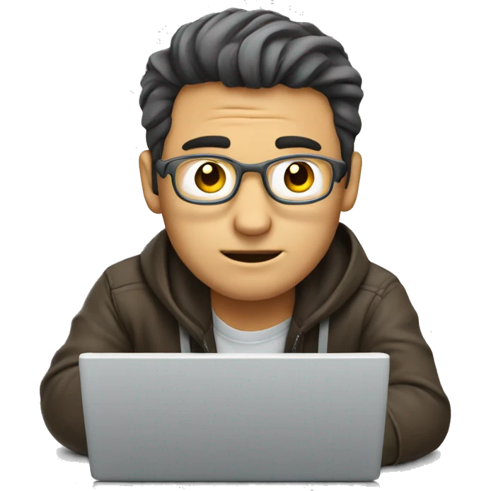 a guy thinking with a compuer emoji