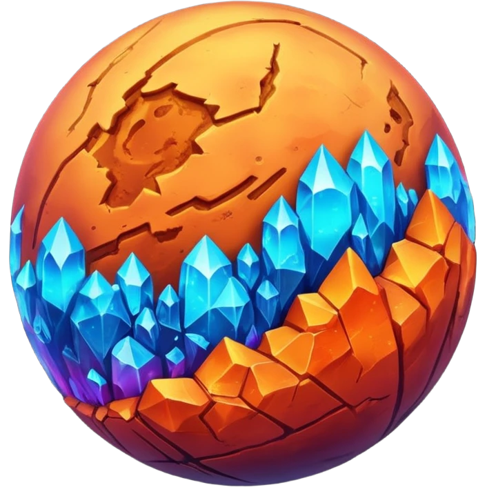 mars planet, surface covered in glowing crystals  emoji