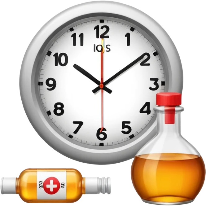wall clock with pills around it and a syrup bottle emoji