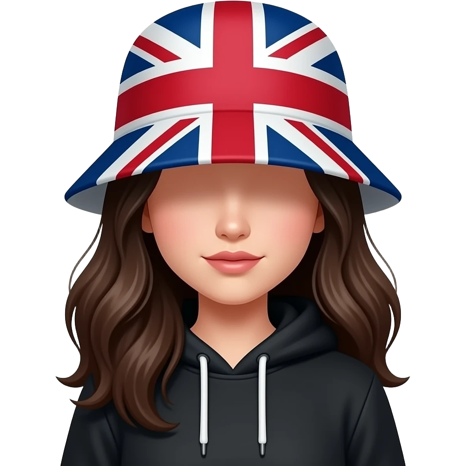 Момиче с дълга тъмна кафява коса и Бритон да не и се вижда лицето с бритончето и черно женско худи emoji