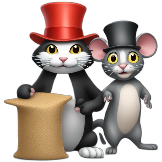 cat in the hat with a rat holding a mat emoji