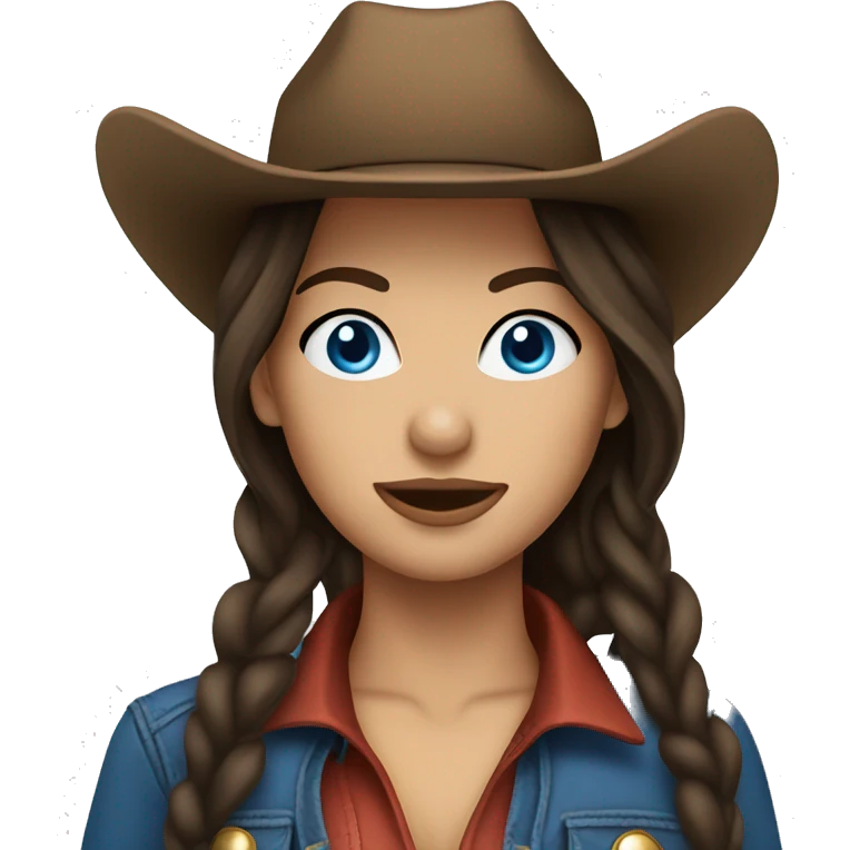 Brunette cowgirl with blue eyes emoji