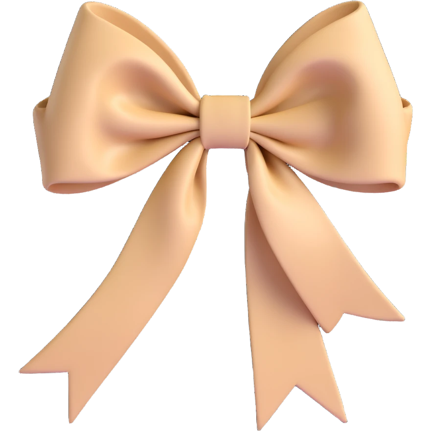 classic beige bow with smooth curves and a soft 3D look emoji