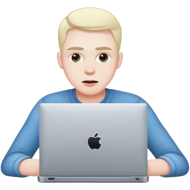 guy obsessed with computer emoji