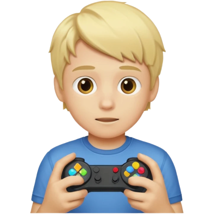 Blonde boy playing a video game emoji