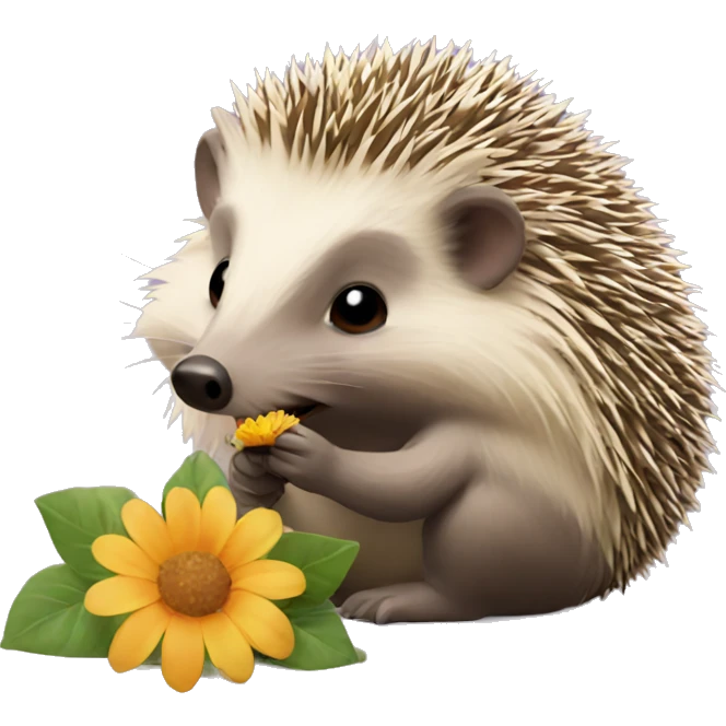 hedgehog eating a flower  emoji