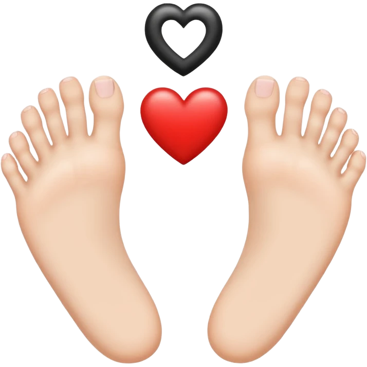 Man feet white heart and woman with hands up  emoji