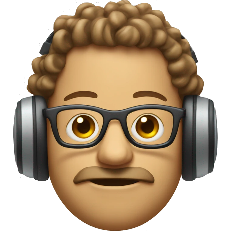 Skibidi toilet head with curls brown sling and glasses and headphones emoji