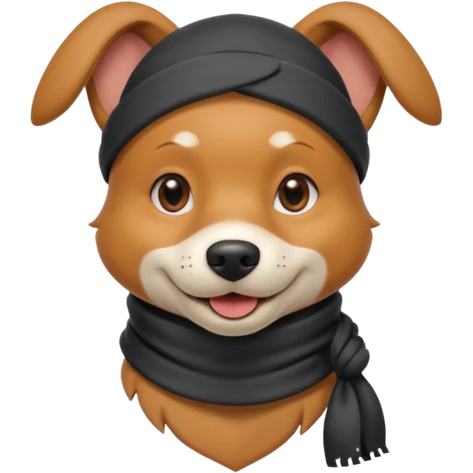 thief dog portrait, head and shoulders only, playful sneaky look, burglar scarf collar, mischievous smile, 3D cartoon, mobile game icon style, clean background, no text, no watermark
 emoji
