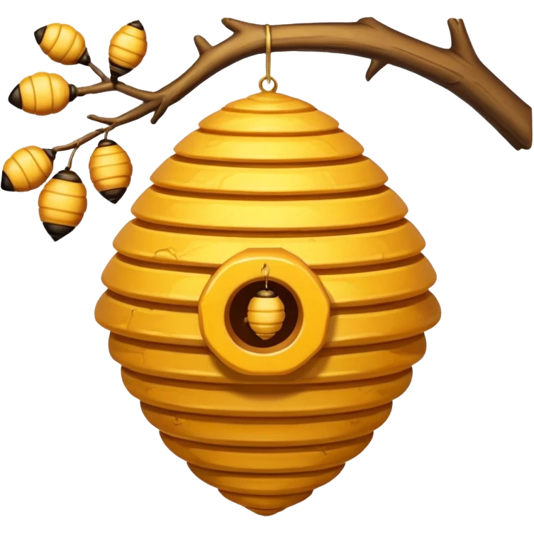 A beehive hanging in a branch emoji