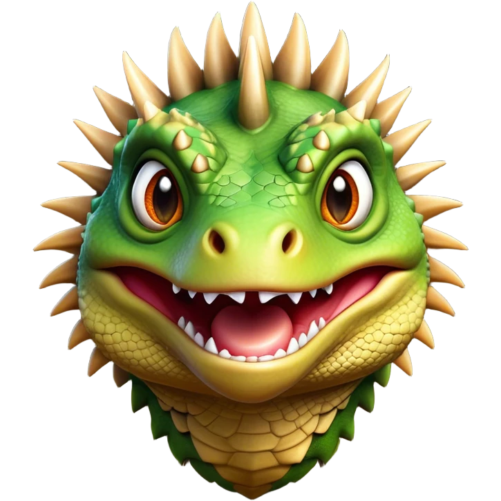Cinematic Comical Iguana Portrait Emoji, Head tilted dramatically with an exaggeratedly shocked expression, featuring a robust, textured body with a quirky, spiky crest and wide, comically expressive eyes full of playful disbelief, Simplified yet hilariously expressive features, highly detailed, glowing with a slightly sassy jungle glow, high shine, dramatic yet playful, stylized with an air of quirky reptilian mischief, soft glowing outline, capturing the essence of a meme-worthy iguana that looks ready to side-eye its way into viral fame! emoji