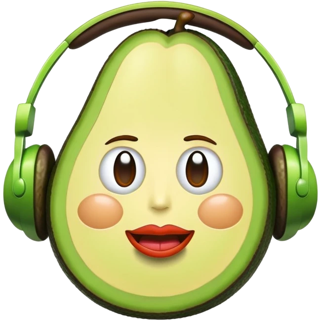 una palta con labios gruesos escuchando música emoji