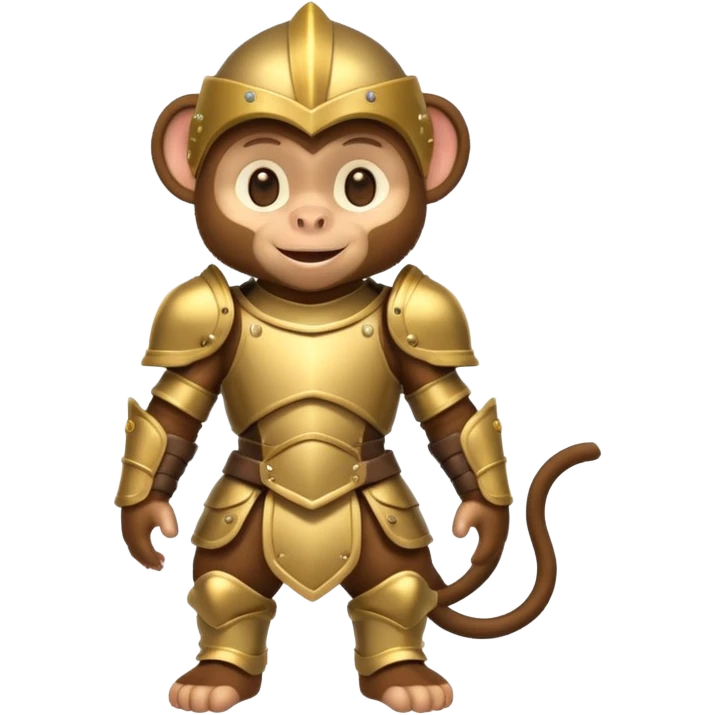 baby monkey in armor, full body, smile emoji