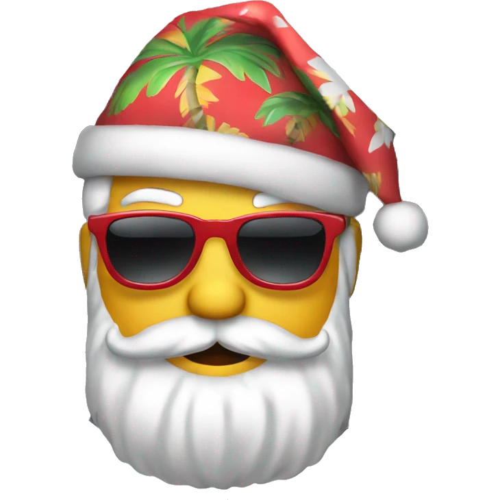 Santa wearing hat sunglasses and Hawaiian shirt emoji