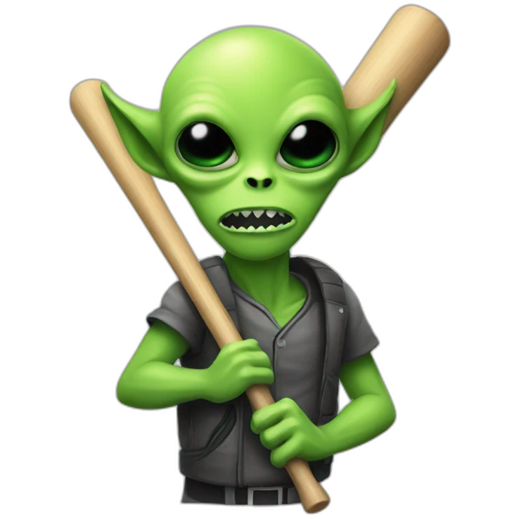 Alien with baseball bat emoji