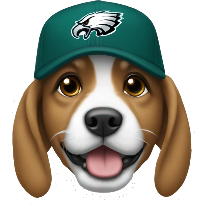 A dog wearing a Philadelphia eagles hat emoji
