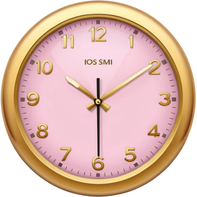 Pastel pink clock with gold hands and numbers, glossy luxury design emoji