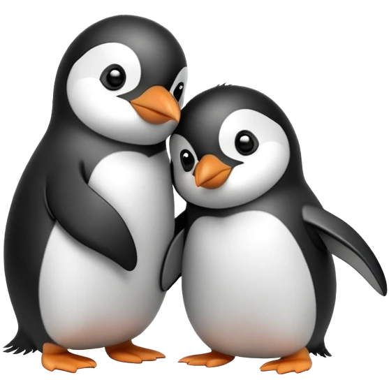 Two penguins hugging each other emoji