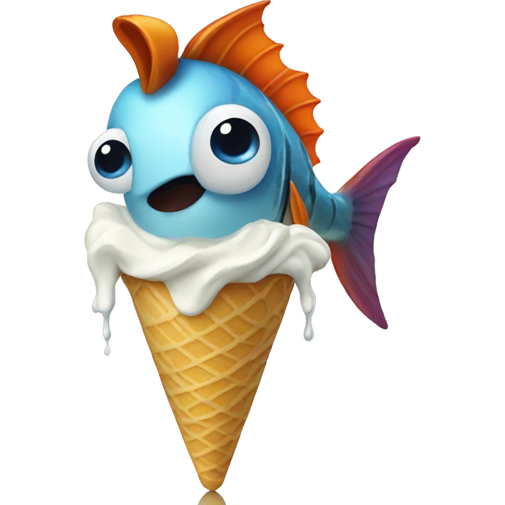 Fish holding ice cream  emoji