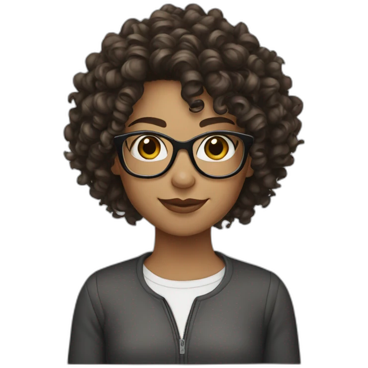 Brunette curly hair with glasses emoji