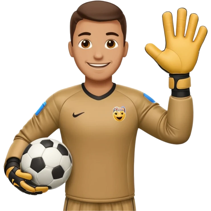 Football goalkeeper gloves with man goalkeeper and small emoji emoji