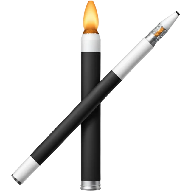 Minimalistic futuristic cigarette emoji, metallic black and white, sleek reflective surface, flat vector, high contrast, minimal design
 emoji